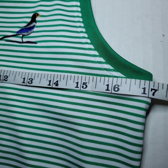 Nike Golf women's sleeveless polo Green stripe pullover size M Embroidered Bird - Picture 7 of 9